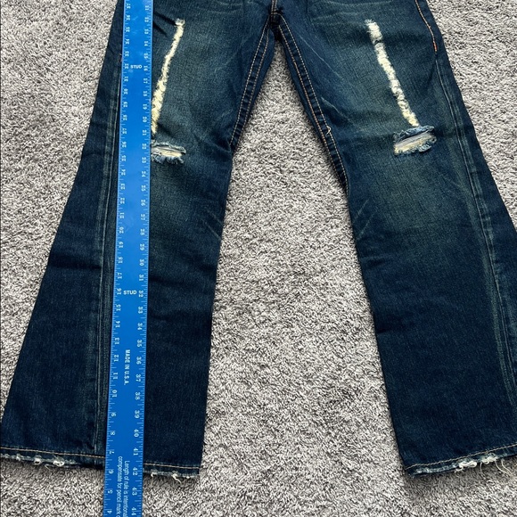 NWT True Religion Men’s Dark Blue Distressed Flared Bootcut #803 Jeans - 35/33 - Picture 10 of 12